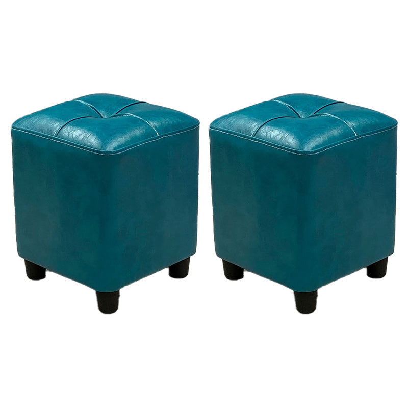 Leather Pouf Ottoman Whole Colored Water Resistant Square Tufted Pouf Ottoman Blue 2 Piece Set Clearhalo 'furn' 'furn_ottomans_poufs' 'Furniture' 'Living Room Furniture' 'Ottomans & Poufs' 'ottomans_poufs' 6197041