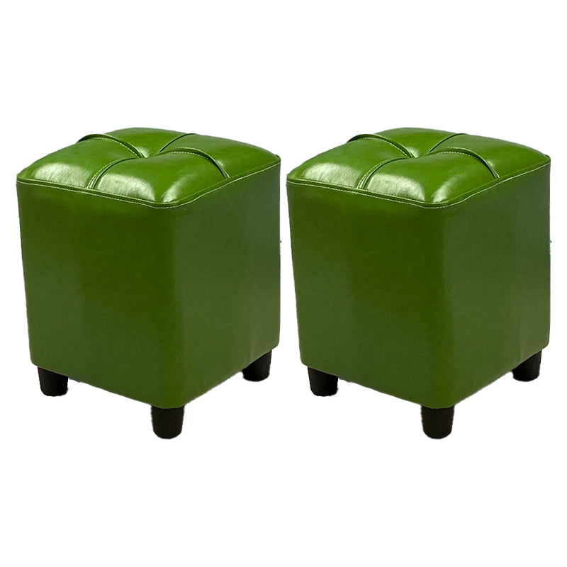 Leather Pouf Ottoman Whole Colored Water Resistant Square Tufted Pouf Ottoman Green 2 Piece Set Clearhalo 'furn' 'furn_ottomans_poufs' 'Furniture' 'Living Room Furniture' 'Ottomans & Poufs' 'ottomans_poufs' 6197044