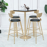 Glam Faux Marble Pub Table Cocktail Bar Table with Metal Pedestal