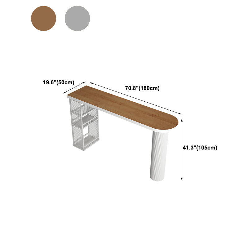 Solid Wood Bistro Table Pedestal Specialty Bar Dining Table with Shelves Clearhalo 'Bar Furniture' 'Bar Tables' 'bar_tables' 'furn' 'furn_bar_tables' 'Furniture' 'Kitchen & Dining Furniture' 6197290
