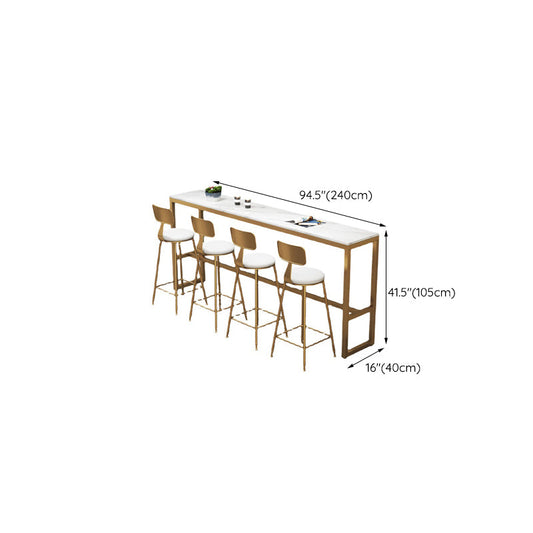 Glam Pub Table Faux Marble Rectangle Bar Table for Indoor and Breakroom