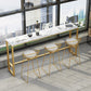 Glam Pub Table Bar Height Faux Marble Rectangle Bar Table for Indoor 78.7"L x 15.7"W x 41.3"H White-Gold Without Chairs Clearhalo 'Bar Furniture' 'Bar Tables' 'bar_tables' 'furn' 'furn_bar_tables' 'Furniture' 'Kitchen & Dining Furniture' 6197400
