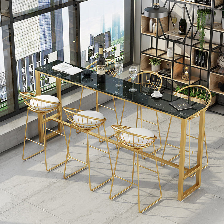 Glam Pub Table Bar Height Faux Marble Rectangle Bar Table for Indoor Clearhalo 'Bar Furniture' 'Bar Tables' 'bar_tables' 'furn' 'furn_bar_tables' 'Furniture' 'Kitchen & Dining Furniture' 6197407