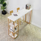 White Wood Bar Table Traditional Luxury Dining Table with Storage Shelves 63"L x 15.7"W x 41.3"H Without Chairs Clearhalo 'Bar Furniture' 'Bar Tables' 'bar_tables' 'furn' 'furn_bar_tables' 'Furniture' 'Kitchen & Dining Furniture' 6197415