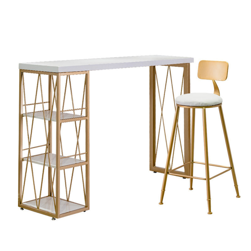 White Wood Bar Table Traditional Luxury Dining Table with Storage Shelves Without Chairs Clearhalo 'Bar Furniture' 'Bar Tables' 'bar_tables' 'furn' 'furn_bar_tables' 'Furniture' 'Kitchen & Dining Furniture' 6197418