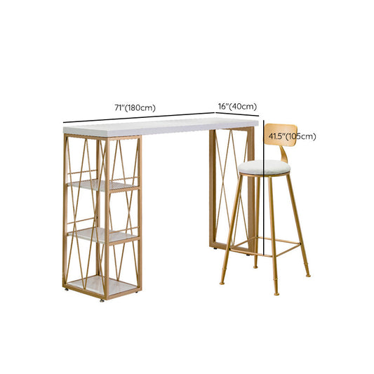 White Wood Bar Table Traditional Luxury Dining Table with Storage Shelves Clearhalo 'Bar Furniture' 'Bar Tables' 'bar_tables' 'furn' 'furn_bar_tables' 'Furniture' 'Kitchen & Dining Furniture' 6197423