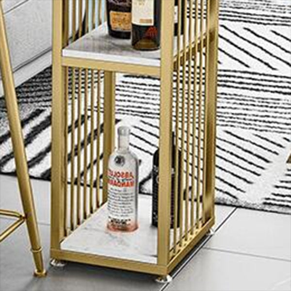 Mesa de pub Glam, mesa de bar rectangular de altura con barra de pedestal doble para interiores