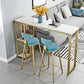 Mesa de pub Glam, mesa de bar rectangular de altura con barra de pedestal doble para interiores