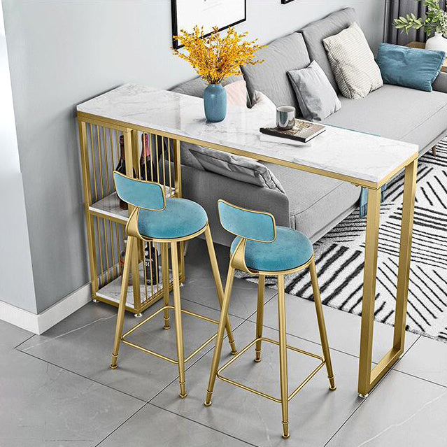 Mesa de pub Glam, mesa de bar rectangular de altura con barra de pedestal doble para interiores