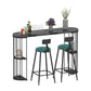 Oval Sintered Stone Bar Table Traditional Luxury Dining Table with Storage Shelves