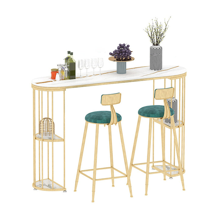Oval Sintered Stone Bar Table Metal Base Dining Table with Storage Shelves Clearhalo 'Bar Furniture' 'Bar Tables' 'bar_tables' 'furn' 'furn_bar_tables' 'Furniture' 'Kitchen & Dining Furniture' 6197486