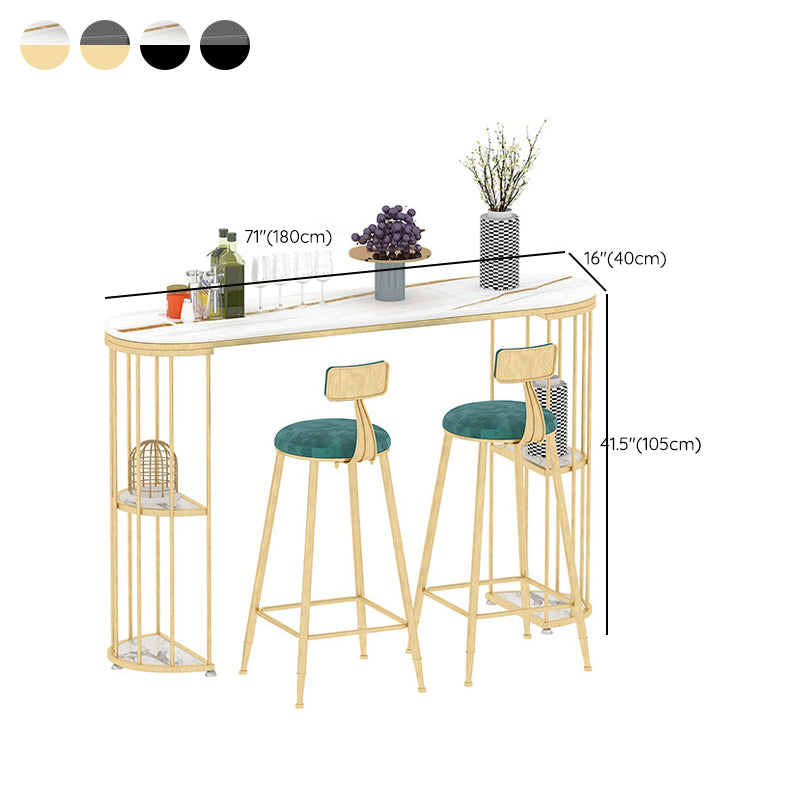 Oval Sintered Stone Bar Table Metal Base Dining Table with Storage Shelves Clearhalo 'Bar Furniture' 'Bar Tables' 'bar_tables' 'furn' 'furn_bar_tables' 'Furniture' 'Kitchen & Dining Furniture' 6197500