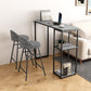 Rectangle Sintered Stone Bar Table Black and Metal Base Bar Table for Kitchen Living Room 55.1"L x 15.7"W x 41.3"H Gray Without Chairs Clearhalo 'Bar Furniture' 'Bar Tables' 'bar_tables' 'furn' 'furn_bar_tables' 'Furniture' 'Kitchen & Dining Furniture' 6197524