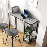 Rectangle Sintered Stone Bar Table Black and Metal Base Bar Table for Kitchen Living Room