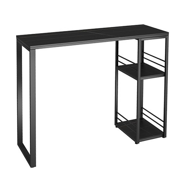 Rectangle Sintered Stone Bar Table Black and Metal Base Bar Table for Kitchen Living Room Black Without Chairs Clearhalo 'Bar Furniture' 'Bar Tables' 'bar_tables' 'furn' 'furn_bar_tables' 'Furniture' 'Kitchen & Dining Furniture' 6197530