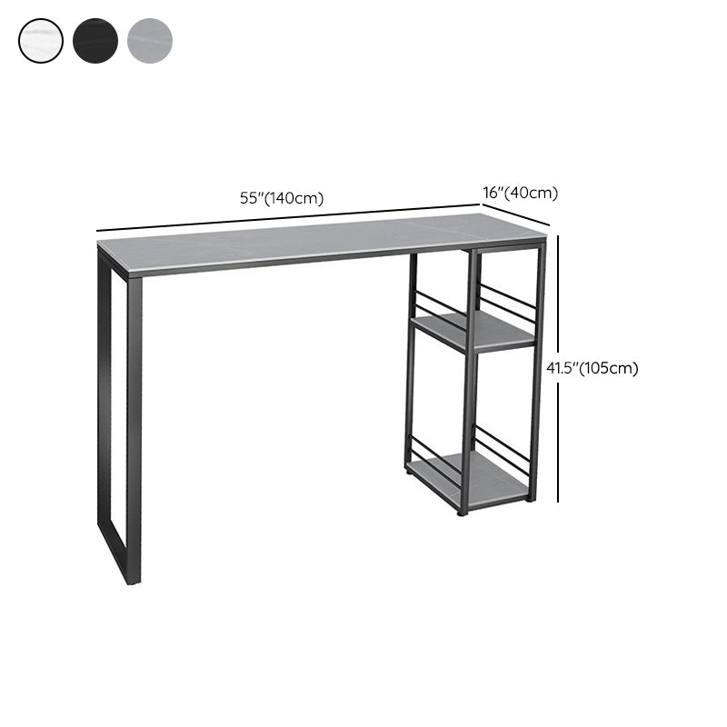 Rectangle Sintered Stone Bar Table Black and Metal Base Bar Table for Kitchen Living Room Clearhalo 'Bar Furniture' 'Bar Tables' 'bar_tables' 'furn' 'furn_bar_tables' 'Furniture' 'Kitchen & Dining Furniture' 6197532