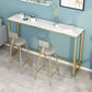 Mesa de bar rectangular de piedra sinterizada, mesa de bar con base dorada y metálica para cocina y sala de estar
