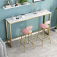 Mesa de bar rectangular de piedra sinterizada, mesa de bar con base dorada y metálica para cocina y sala de estar