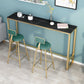 Mesa de bar rectangular de piedra sinterizada, mesa de bar con base dorada y metálica para cocina y sala de estar