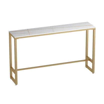 Mesa de bar rectangular de piedra sinterizada, mesa de bar con base dorada y metálica para cocina y sala de estar