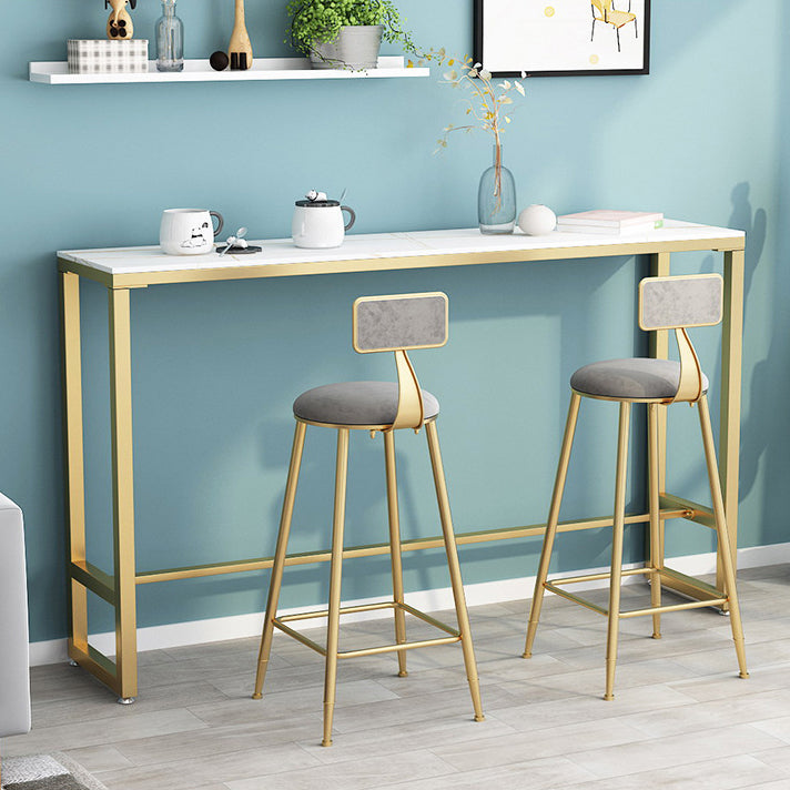 Mesa de bar rectangular de piedra sinterizada, mesa de bar con base dorada y metálica para cocina y sala de estar