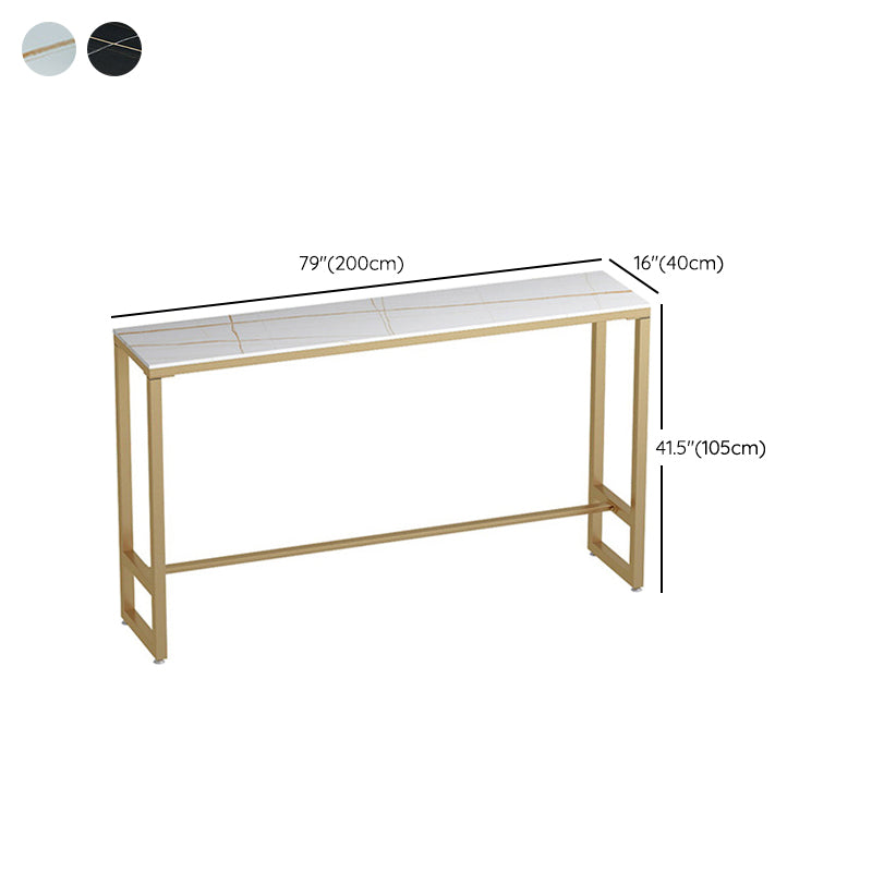 Mesa de bar rectangular de piedra sinterizada, mesa de bar con base dorada y metálica para cocina y sala de estar