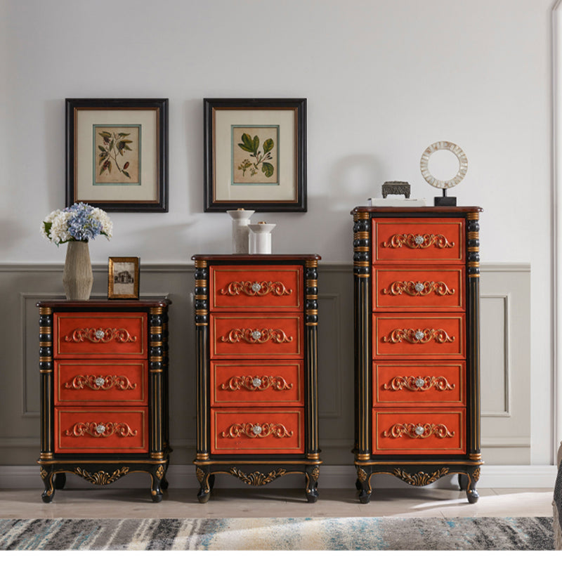 Cómoda tradicional de almacenamiento de madera de caucho para el hogar con 3 cajones