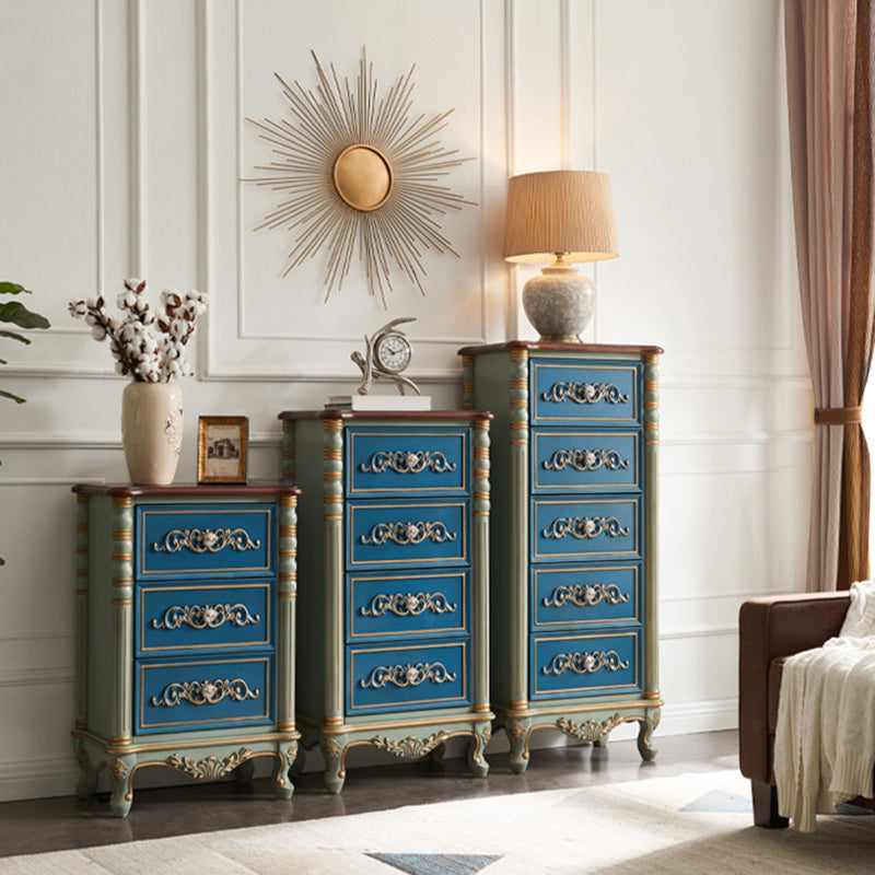 Cómoda tradicional de almacenamiento de madera de caucho para el hogar con 3 cajones