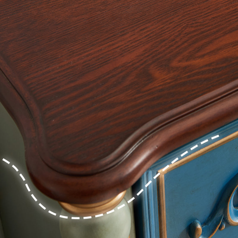 Cómoda tradicional de almacenamiento de madera de caucho para el hogar con 3 cajones