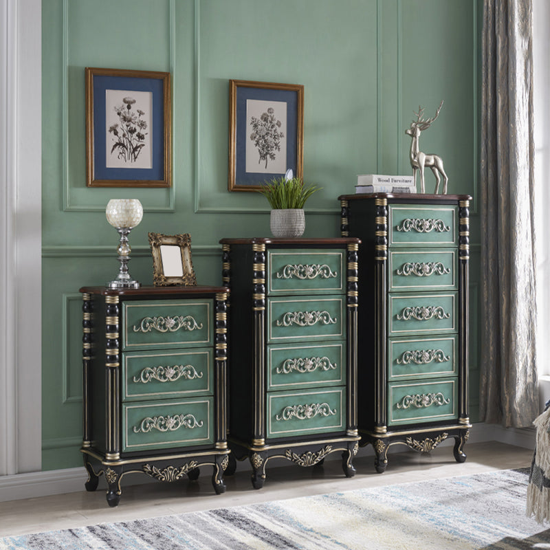 Cómoda tradicional de almacenamiento de madera de caucho para el hogar con 3 cajones