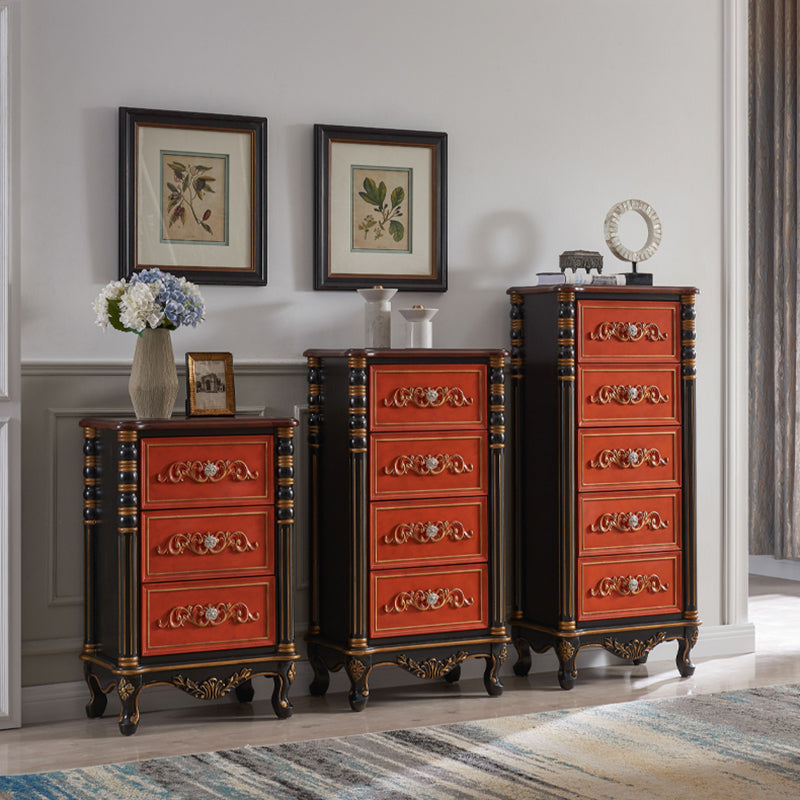 Cómoda tradicional de almacenamiento de madera de caucho para el hogar con 3 cajones