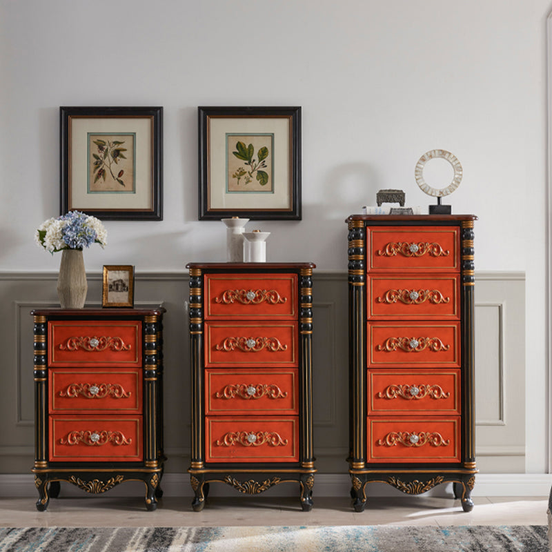 Cómoda tradicional de almacenamiento de madera de caucho para el hogar con 3 cajones