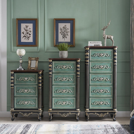 Tradizionale petto di deposito in legno di gomma cassa con 3 cassetti