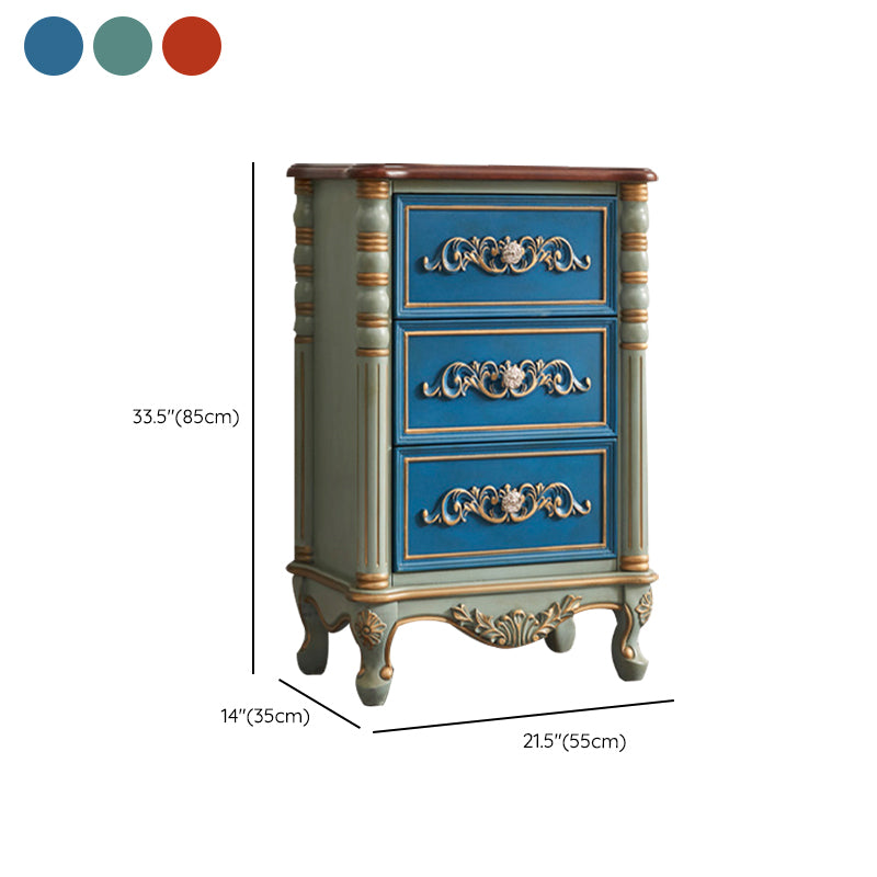 Cómoda tradicional de almacenamiento de madera de caucho para el hogar con 3 cajones