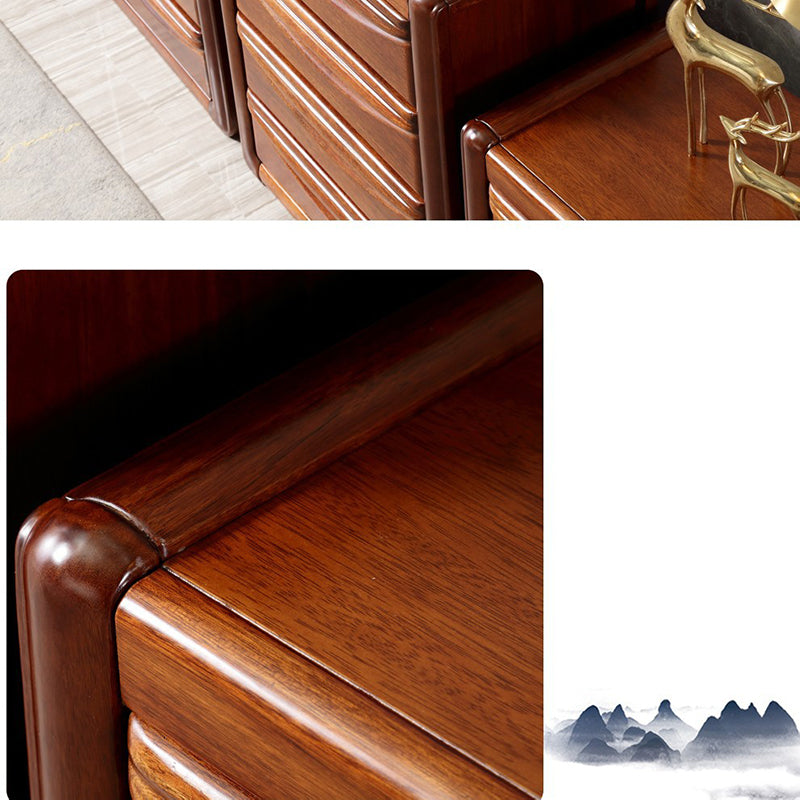 Cofre vertical de 16 "W cofre de almacenamiento marrón de madera maciza con 3/4/5 cajones