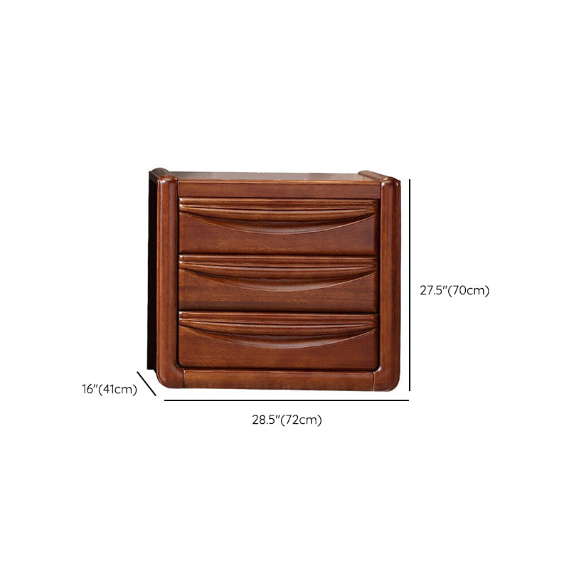 Cofre vertical de 16 "W cofre de almacenamiento marrón de madera maciza con 3/4/5 cajones