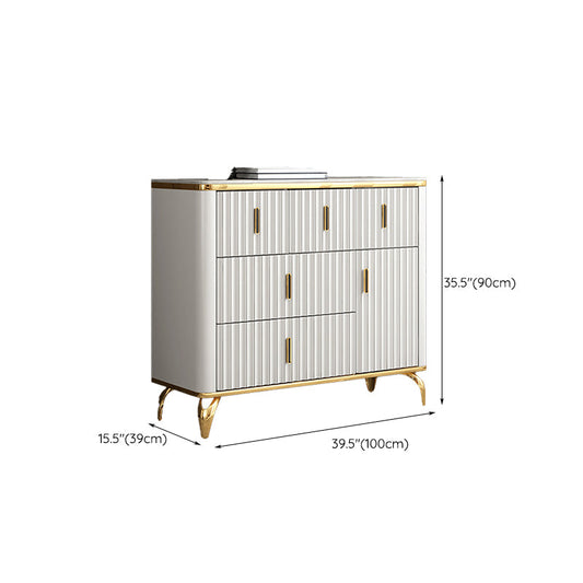 Glam Engineered Wood Storage Chest Bedroom Horizontal Chest with Drawers