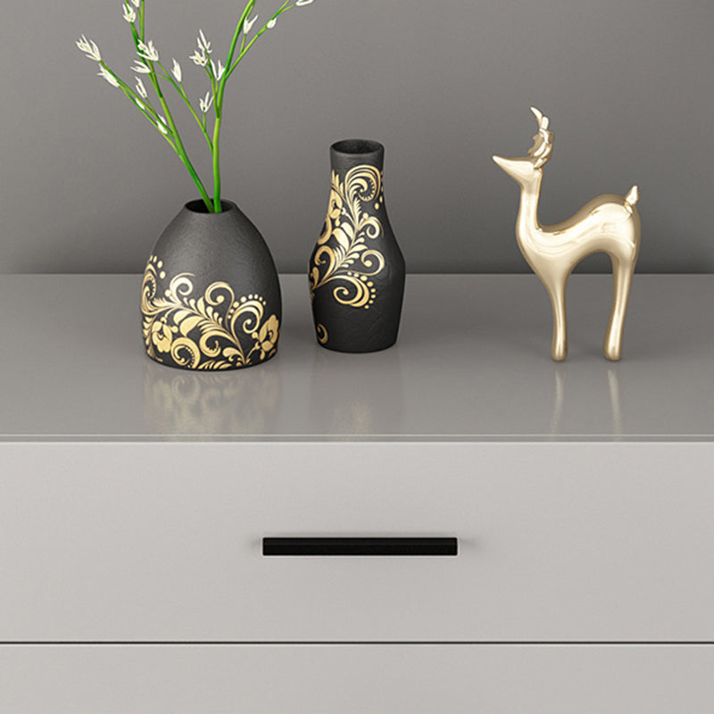 Cassetta portaoggetti moderna per camera da letto, cassettiera in legno ingegnerizzato in grigio con cassetti