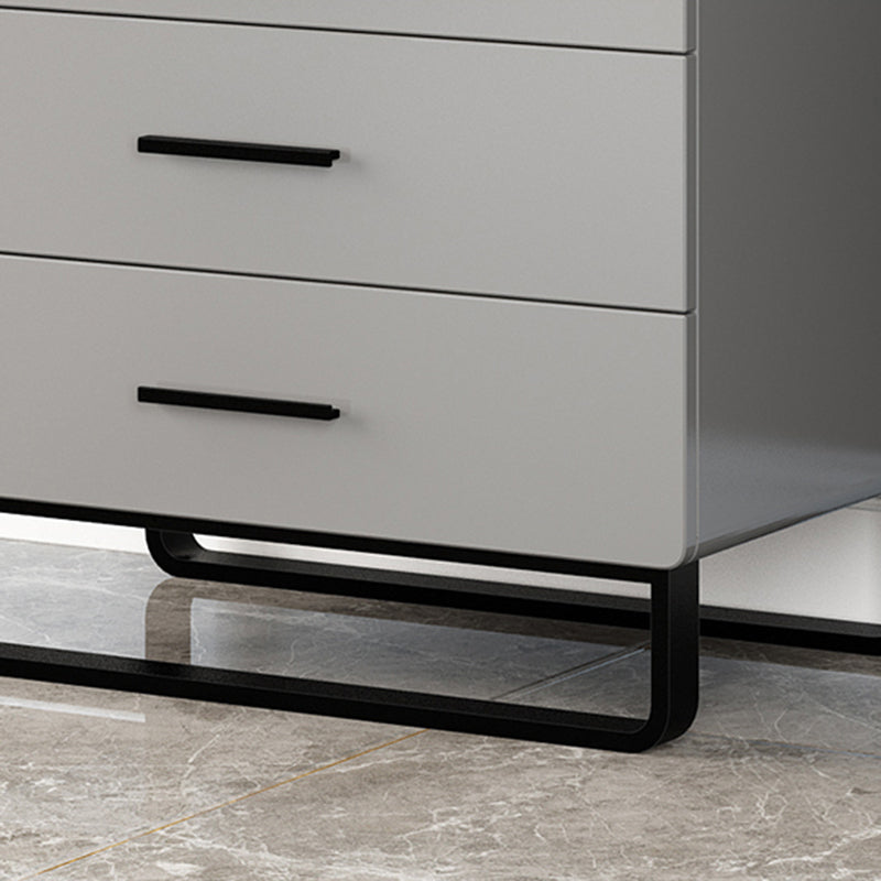 Cassetta portaoggetti moderna per camera da letto, cassettiera in legno ingegnerizzato in grigio con cassetti