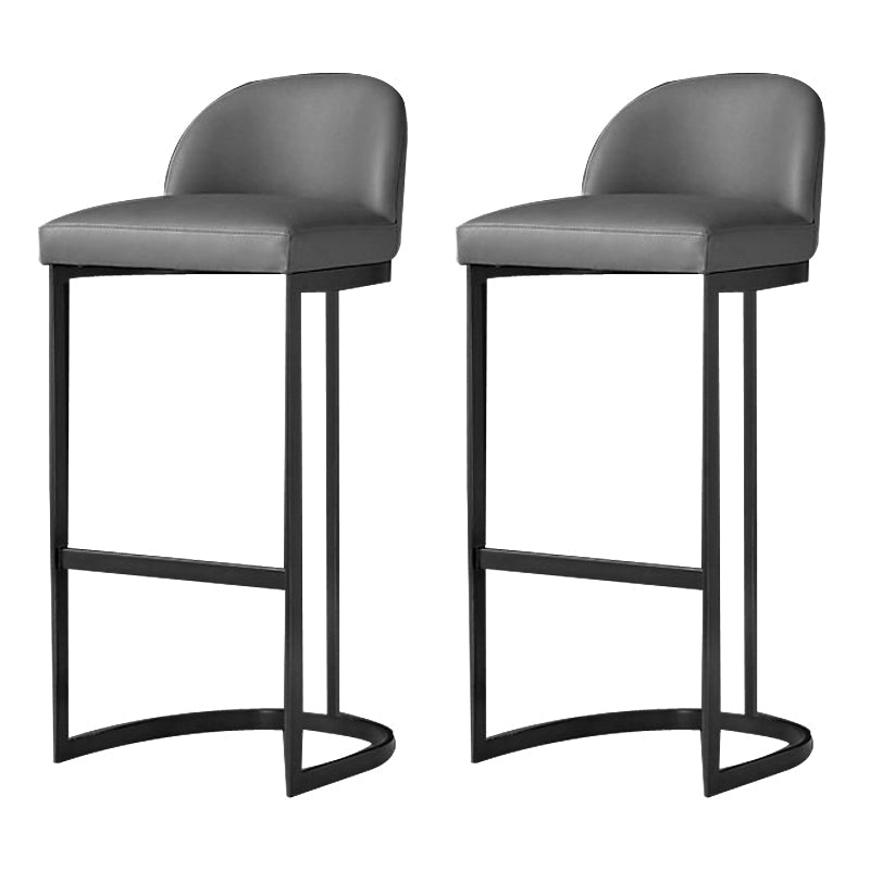 Glam Faux Leather Bar Stool Footrest Counter-height Stool for Dining Room Black 2 Piece Set Clearhalo 'Bar Furniture' 'Bar Stools' 'bar_stools' 'furn' 'furn_bar_stools' 'Furniture' 'Kitchen & Dining Furniture' 6198226