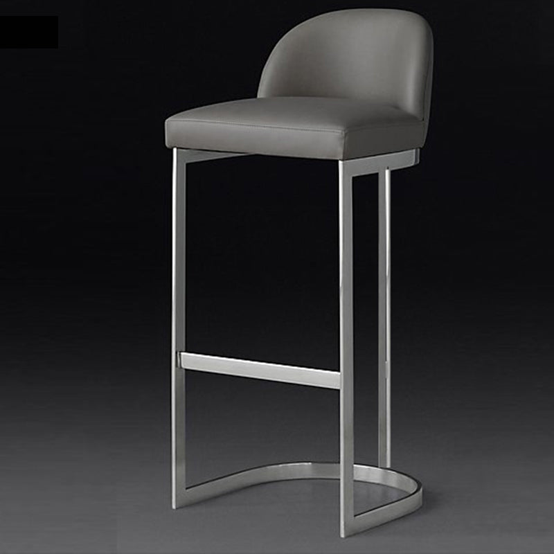 Glam Faux Leather Bar Stool Footrest Counter-height Stool for Dining Room Silver 1 Piece Clearhalo 'Bar Furniture' 'Bar Stools' 'bar_stools' 'furn' 'furn_bar_stools' 'Furniture' 'Kitchen & Dining Furniture' 6198227
