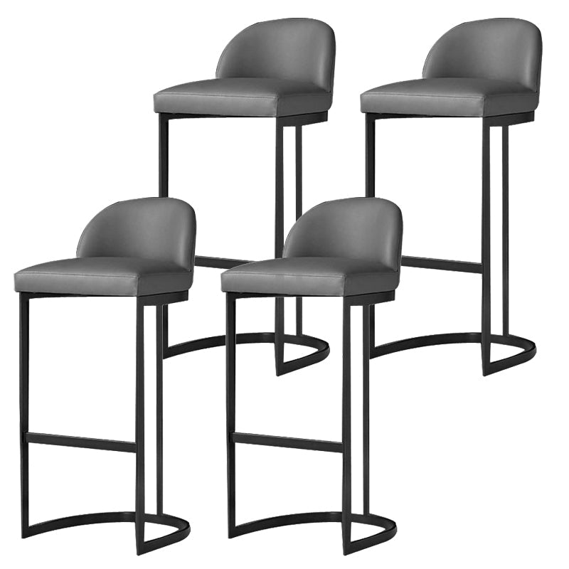 Glam Faux Leather Bar Stool Footrest Counter-height Stool for Dining Room Black 4 Piece Set Clearhalo 'Bar Furniture' 'Bar Stools' 'bar_stools' 'furn' 'furn_bar_stools' 'Furniture' 'Kitchen & Dining Furniture' 6198228