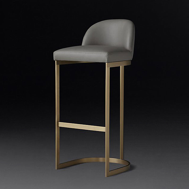 Glam Faux Leather Bar Stool Footrest Counter-height Stool for Dining Room Gold 1 Piece Clearhalo 'Bar Furniture' 'Bar Stools' 'bar_stools' 'furn' 'furn_bar_stools' 'Furniture' 'Kitchen & Dining Furniture' 6198229