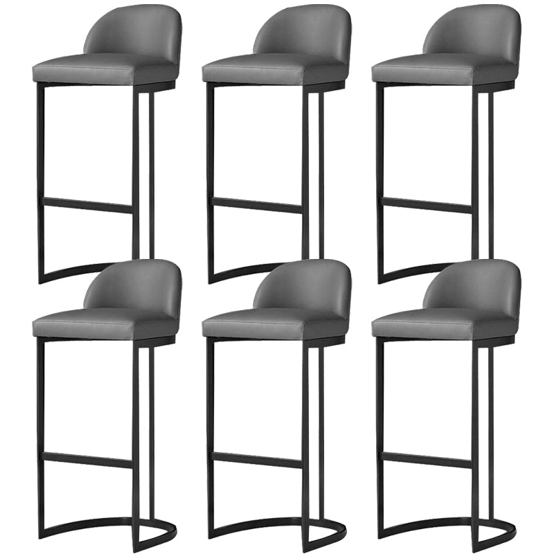Glam Faux Leather Bar Stool Footrest Counter-height Stool for Dining Room Black 6 Piece Set Clearhalo 'Bar Furniture' 'Bar Stools' 'bar_stools' 'furn' 'furn_bar_stools' 'Furniture' 'Kitchen & Dining Furniture' 6198230