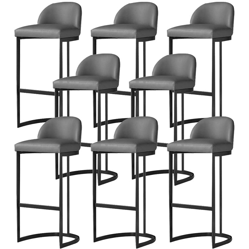 Glam Faux Leather Bar Stool Footrest Counter-height Stool for Dining Room Black 8 Piece Set Clearhalo 'Bar Furniture' 'Bar Stools' 'bar_stools' 'furn' 'furn_bar_stools' 'Furniture' 'Kitchen & Dining Furniture' 6198231