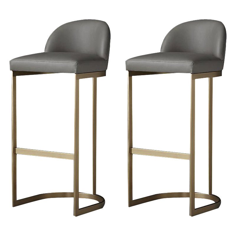 Glam Faux Leather Bar Stool Footrest Counter-height Stool for Dining Room Gold 2 Piece Set Clearhalo 'Bar Furniture' 'Bar Stools' 'bar_stools' 'furn' 'furn_bar_stools' 'Furniture' 'Kitchen & Dining Furniture' 6198234