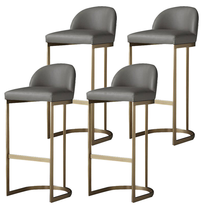 Glam Faux Leather Bar Stool Footrest Counter-height Stool for Dining Room Gold 4 Piece Set Clearhalo 'Bar Furniture' 'Bar Stools' 'bar_stools' 'furn' 'furn_bar_stools' 'Furniture' 'Kitchen & Dining Furniture' 6198237