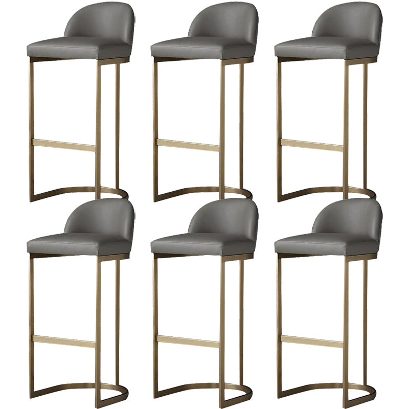 Glam Faux Leather Bar Stool Footrest Counter-height Stool for Dining Room Gold 6 Piece Set Clearhalo 'Bar Furniture' 'Bar Stools' 'bar_stools' 'furn' 'furn_bar_stools' 'Furniture' 'Kitchen & Dining Furniture' 6198239
