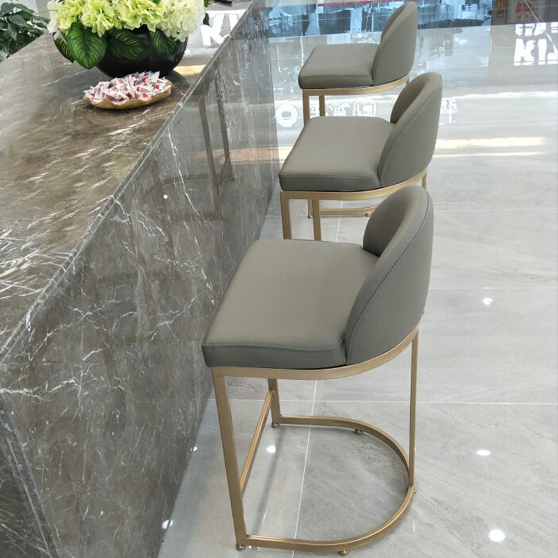 Glam Faux Leather Bar Stool Footrest Counter-height Stool for Dining Room Clearhalo 'Bar Furniture' 'Bar Stools' 'bar_stools' 'furn' 'furn_bar_stools' 'Furniture' 'Kitchen & Dining Furniture' 6198244