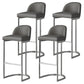 Glam Faux Leather Bar Stool Footrest Counter-height Stool for Dining Room Silver 4 Piece Set Clearhalo 'Bar Furniture' 'Bar Stools' 'bar_stools' 'furn' 'furn_bar_stools' 'Furniture' 'Kitchen & Dining Furniture' 6198245